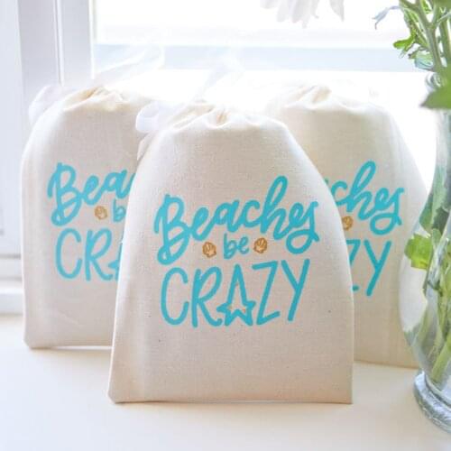 Bachelorette Party Hangovers Relief Bags,Beaches Be Crazy,Bags for Hangovers Kit,bachelorette party favor bag,bride tribe