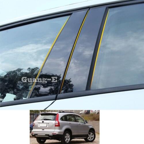 For Honda CRV CR-V 2007 2008-2010 Car PC Material Pillar Post Cover Door Trim Window Piano Black Molding Sticker Parts
