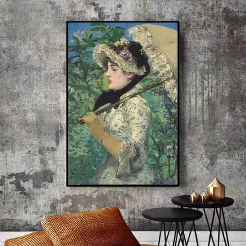 Edouard Manet Girl Holding Umbrella Canvas Painting Posters Prints Marble Wall Art Painting Decorative Picture Modern Home Decor