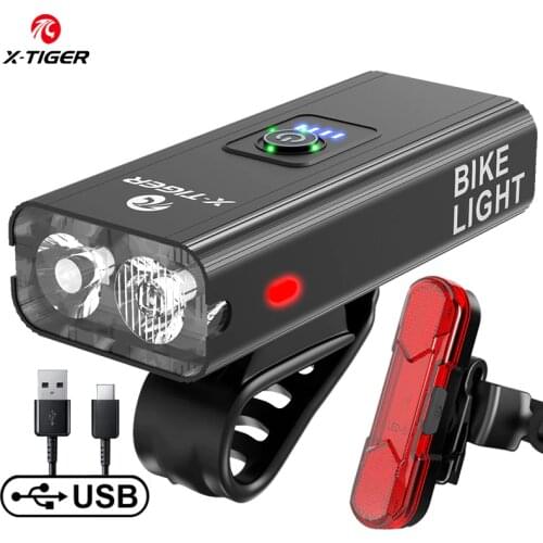 X-TIGER Bicycle Light Rainproof USB Charging LED Cycling Lights Front Lamp Headlight Aluminum Ultralight Flashlight Bike Light