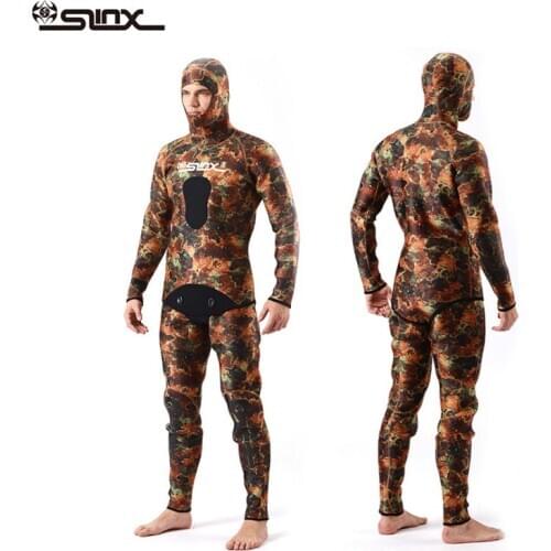 5MM Two Pieces Camo Neoprene Full Body UnderWater Warm Diving Suit Jumpsuit Scuba Spearfishing Snokeling Hunting Swim WetSuits