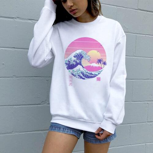2020 Retrowave Japan Anime Hoodies Sweatshirts Vaporwave Kanagawa Pullover Women Winter Harajuku Streetwear Outerwear Fashwave
