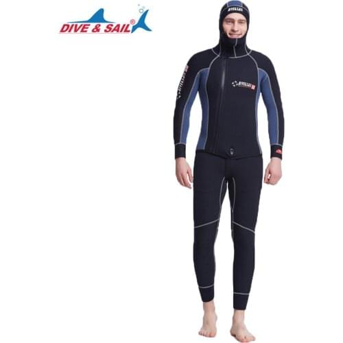Dive&Sail Wetsuit 5MM Scuba Diving Suit Men Neoprene Underwater hunting Surfing Front Zipper Spearfishing Wetsuits Jackets New