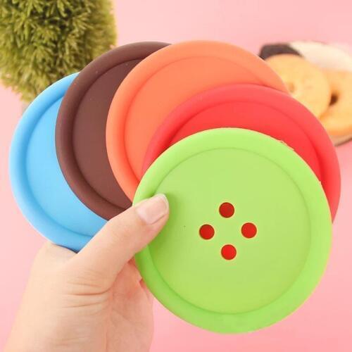 Round PVC Coasters Cute Button Coasters Cup Mat Home Drink Placemat Tableware Coaster Cup Coaster