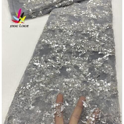 Ash Beads Embroided Sequins Lace Fabric Bridal Sequence Embroidery Elegant French African Nigerian Latest Design Style High End