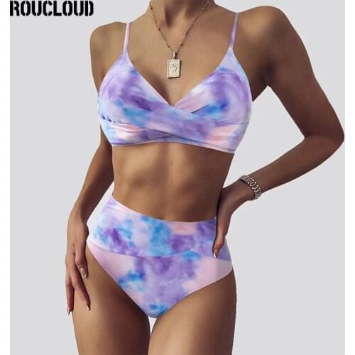 Tie Dye High Waist Bikinis Swimsuits Women Push Up Swimwear Bathing Suit Biquini Brazilian Bikini 2021 New Beachwear