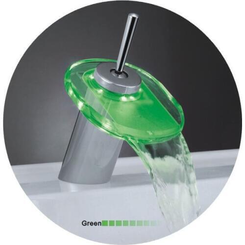 Brass waterfall faucet glass hot and cold, Single holder Bathroom sink basin faucet LED, Copper wash basin faucet mixer pull out