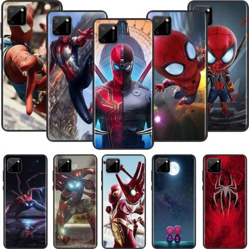 Marvel Iron Spider Man for Realme V15 V5 V3 X7 X5 X3 X2 Q2 Q2i Pro C17 C15 C12 C11 C3 C2 Black Phone Case