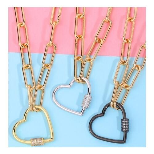 Heart multicolor micro pave cz zircon cubic zirconia necklace copper Clavicle gold plated Snake Chain Choker Pendant gydf3