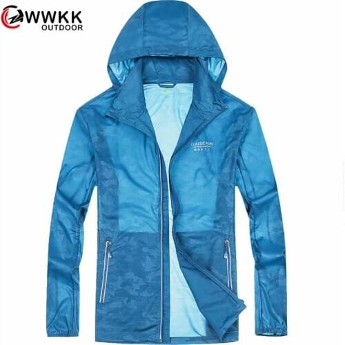 2020 New WWKK Mens Jacket Sunscreen UV Protection Leisure Outdoor Sports Breathable Light Camping Mountaineering Hooded Jackets