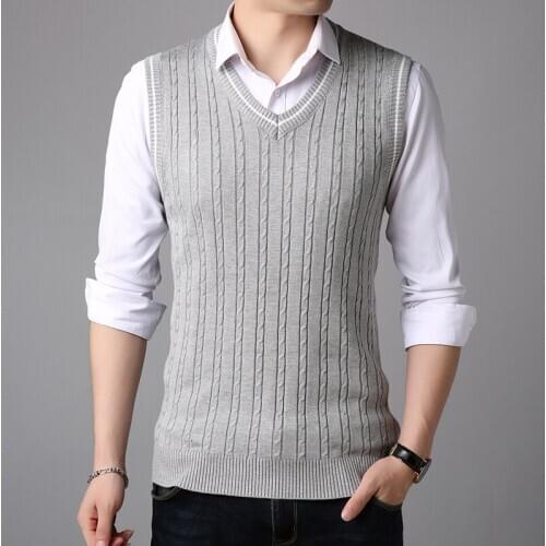 2020 New Men Vest Tank Top Sleeveless Shirt Knitted Casual Men Slim Fit V-Neck Pullovers Waistcoats Sweater Vests Mens Clothing