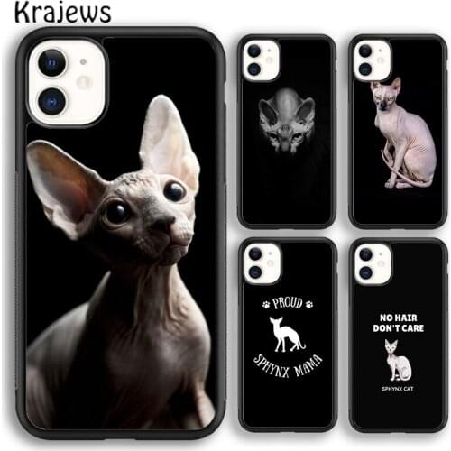 Krajews animal Sphynx Hairless cat soft Phone Case Cover For iPhone 5 SE 2020 6s 7 8 plus X XS XR 11 12 mini pro max coque Shell