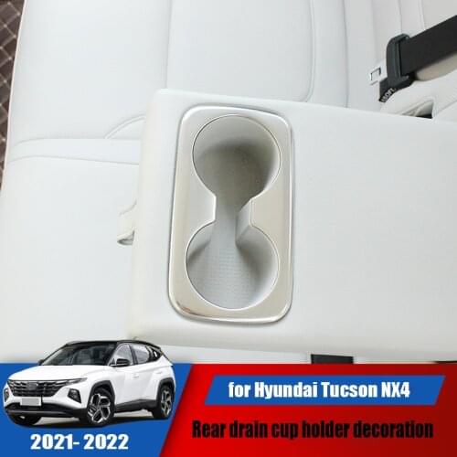 New car rear seat armrest frame water cup holder stainless steel decorative frame suitable for Hyundai Tucson NX4 2021 2022