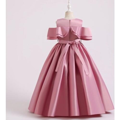4-14 Formal One Shoulder Dress Kids Dresses For Girls Children Princess Elegant Wedding Dress Girl Evening Ball Gown