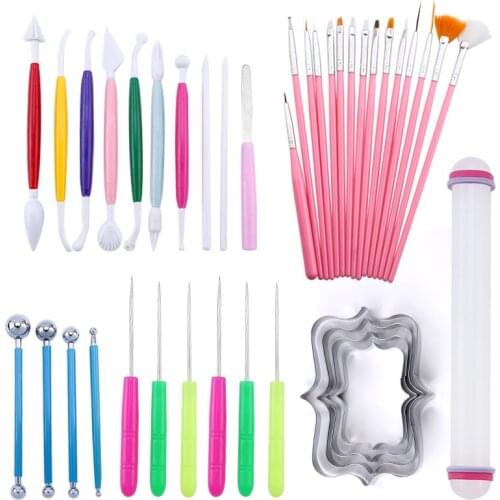 Fondant Cake Modeling Tools Set Carving Flower Crafts Clay Modeling Baking Accessories Set Cake Decorating Tools