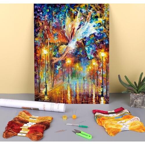 The Flight Happiness Printed Water-Soluble Canvas 11CT Cross-Stitch Embroidery Kit DMC Threads Handiwork Painting Mulina