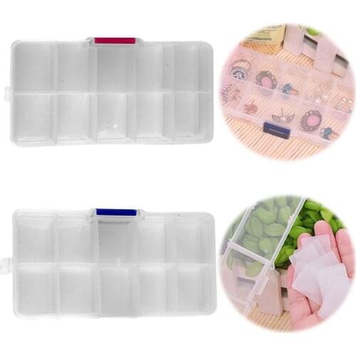10/15 Compartment Adjustable Jewelry Clear Beads Storage Organizer Box Holder