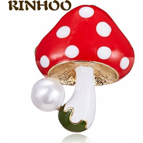 RINHOO Mushroom Enamel Pin Cute Brooches For Girl Bag Lapel Pin Cartoon Fashion Badge Plant Jewelry Gift for Kids Friends
