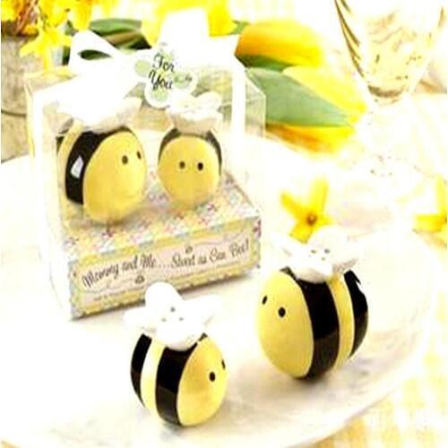 Sweet as Can Bee Salt and Pepper Shaker Honeybee Figurine Set Mommy Me Gift Box LX4337