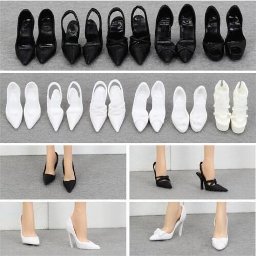 Doll shoes pretty shoes fashion black white shoes high heel shoes for your collection barbie dolls BBI988