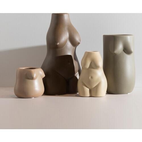 Home Decoration Creative Art Ceramic Vase Room Office TV Cabinet Desktop Flower Arrangement Art Bust Body Vases For Flowers M68