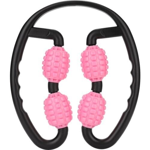 4 Wheel U Shape Trigger Point Massage Roller for Arm Leg Neck Muscle Tissue for Fitness Gym Yoga Pilates Sports Home Gym