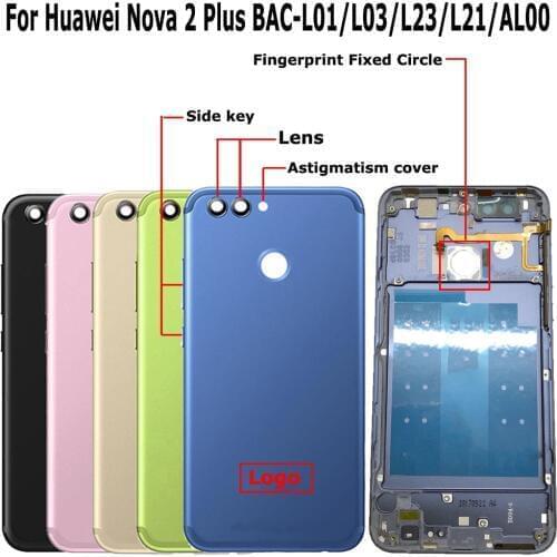 100% Orig New For Huawei Nova 2 Plus BAC-L01 BAC-L03 BAC-L23 BAC-L21 BAC-AL00 Rear Back Door Housing Battery Door Cover + Lens