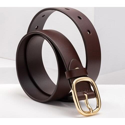 DSQBRAND high quality womens leather belt fashion simple cowhide belt round buckle design DSQ letters embossing retro luxury