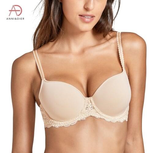 Womens Lace Full Coverage Support Slightly Padded Underwire Contour T-shirt Bra Plus Size