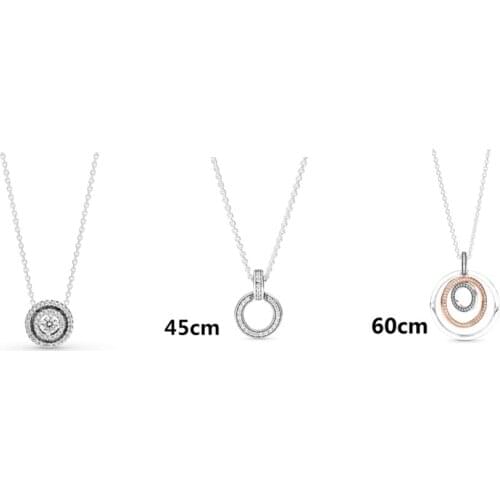 NEW 2021 100% 925 Sterling Silver Circle Three Ring Necklace Women Fit DIY Original Bracelet Fshion Jewelry Gift