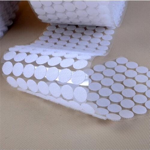 100 pair Black & White Round self Adhestive Hook And Loop Tape Strips Set With Super Sticky Glue Nylon Fabric Fastener MST05