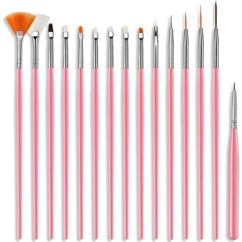 15Pcs/Set Nail Brush For Manicure Gel Brush For Nail Art Ombre Brush For Gradient For Gel Nail Polish Painting Drawing