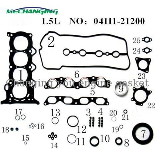 1NZFXE 1NZ-FXE For TOYOTA PRIUS 16V 1.5L Metal Full Set Overhaul Package Engine Parts Engine Gasket 04111-21090 50221300
