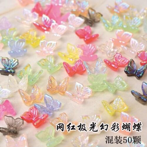 50 Piece 3D Butterfly Nail Art Rhinestone - Flatback Cabochons -DIY Nail Art Rhinestone Jewellery - Resin Embellishments - 6.5mm