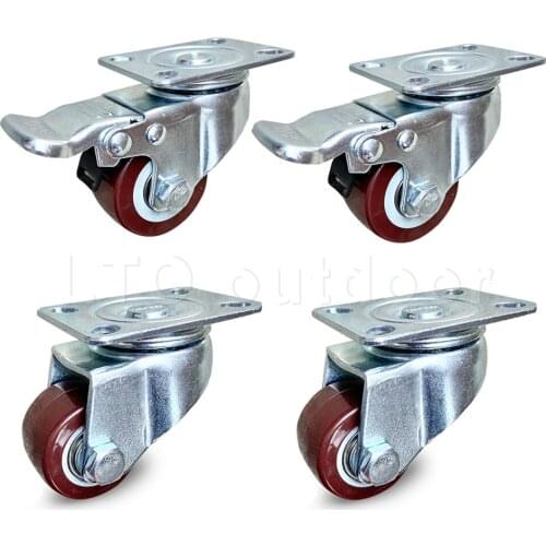 4PCS PU Universal Caster Wheel No Noise For Industrial Equipment Shopping Cart Hand Trolley Furniture Cabinet
