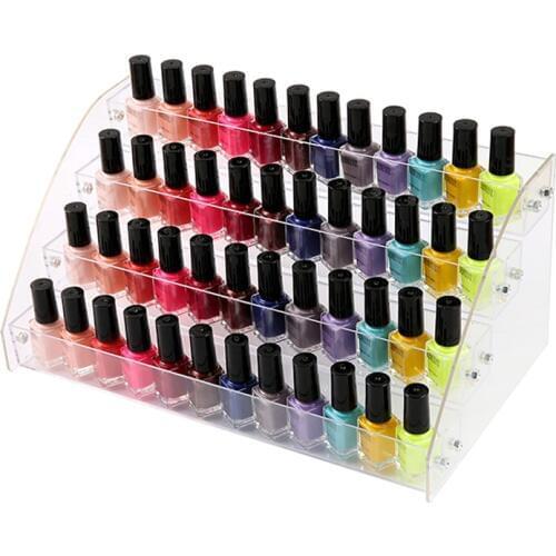4 Tier Transparent Nail Polish Display Rack Removable Acrylic Cosmetic Storage Holder Drawer Nail Polish Organizer Storage Box