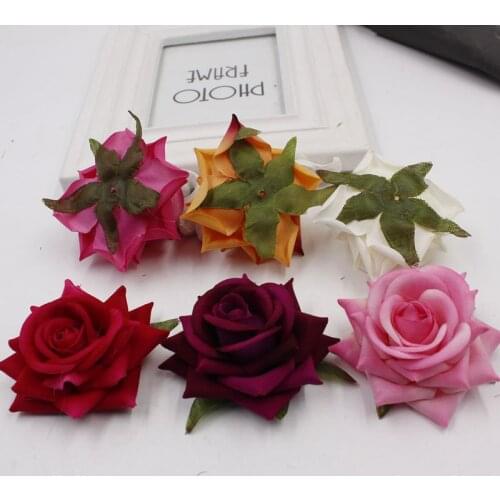 New 8pcs artificial flower 6cm silk rose flower head wedding party home decoration DIY wreath scrapbook gift box craft