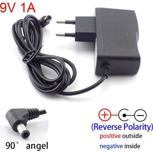 AC DC 9V 1A 1000ma Power adapter supply EU plug reverse polarity charger adaptor AC 100V-240V Converter Negative Inside switch