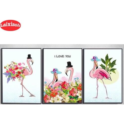 Diy Diamond Painting Flamingo cartoon birds Diamond Embroidery Full square round drilling i love you text 5d Diamond Mosaic kits