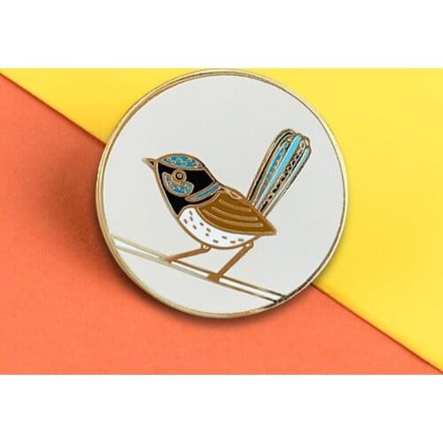 Australian superb blue fairy wren Bird brooch Unique gift Gift for valentine Jewelry enamel pin Accessory Decorate