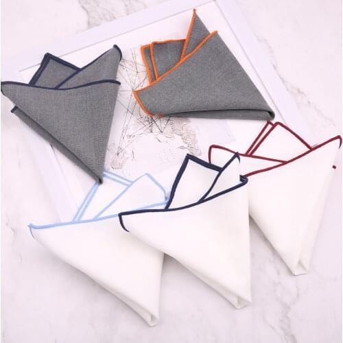 White Pocket Towel Mens Suit Business Shirt Chest Towel Solid Color Edge Suit