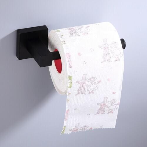 Toilet Paper Holder Bathroom Paper Holder Space Aluminum Paper Roll Holder Square Black Tissue Holder