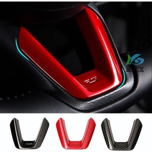 For Mazda CX-5 CX5 2017-2019 Steering wheel trim chrome ABS cover decoration Carbon fiber Interior Mouldings accessories