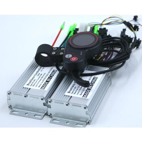 Dual drive 36V/48V 350W BLDC Electric scooter controller E-bike 2 pcs brushless speed driver and 1Pcs LCD Display one set