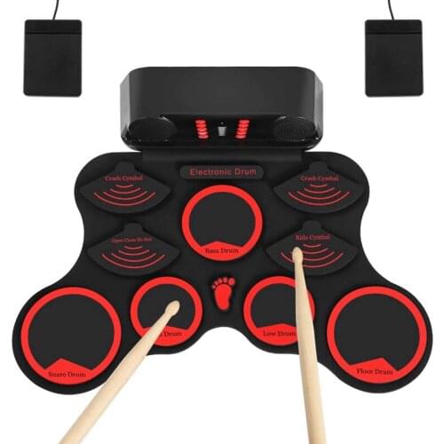 Electronic Drum Set Roll Up Drum Practice Pad Midi Drum Kit Built-in Speakers for Kids Teens Adults Beginner Best Gift