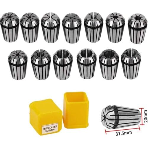 ER20 1-13MM 1/4 6.35 1/8 3.175 1/2 12.7 1 1.5 2 2.5 3 4 5 6 7 8Spring Collet Set For CNC Engraving Machine Lathe Mill Tool
