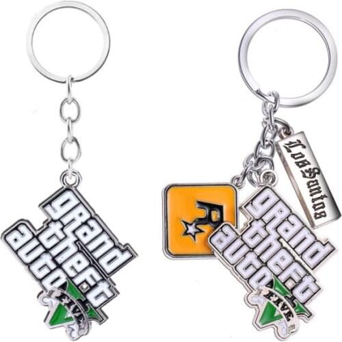 Game GTA V Grand Theft Auto 5 Keychains for Men Women Metal Pendant Key Holder Keyring Jewelry Party Accessories Gifts