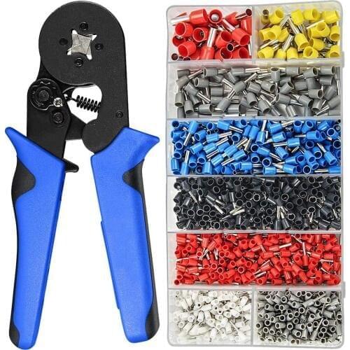 New 0.08-10mm Tubular Crimping Pliers Tools Set 1200Pcs Terminal Crimping Tools Mini Electrical Pliers Precision Clamp Kits