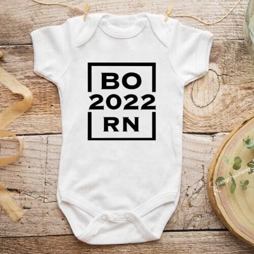 Born In 2022 Newborn Onesies Simple Print Pregnancy Announcement Baby Bodysuits Pregnancy Reveal Clothes Infant Toddler Rompers
