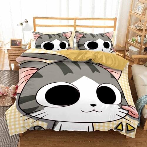 3D Cartoon Bedding Sets for Kids Childrens Anime Linen Bed Cover Set Cat Print Duvet Cover Girls Boy Single Design NO Bed Sheets